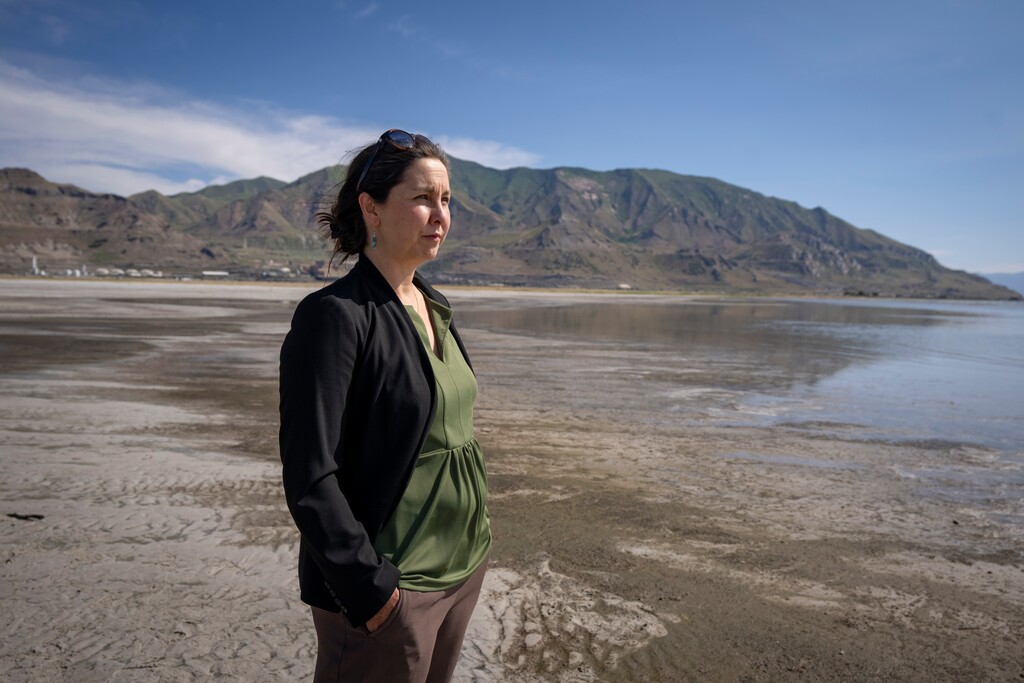 (Rick Egan | The Salt Lake Tribune)  Lexi Tuddenham, executive director of HEAL Utah, at the Great Salt Lake, on  Monday, June 2, 2025. Tuddenham hopes that funding associated with HB420 will prove large enough to install regulatory-grade monitors closer to US Magnesium.
