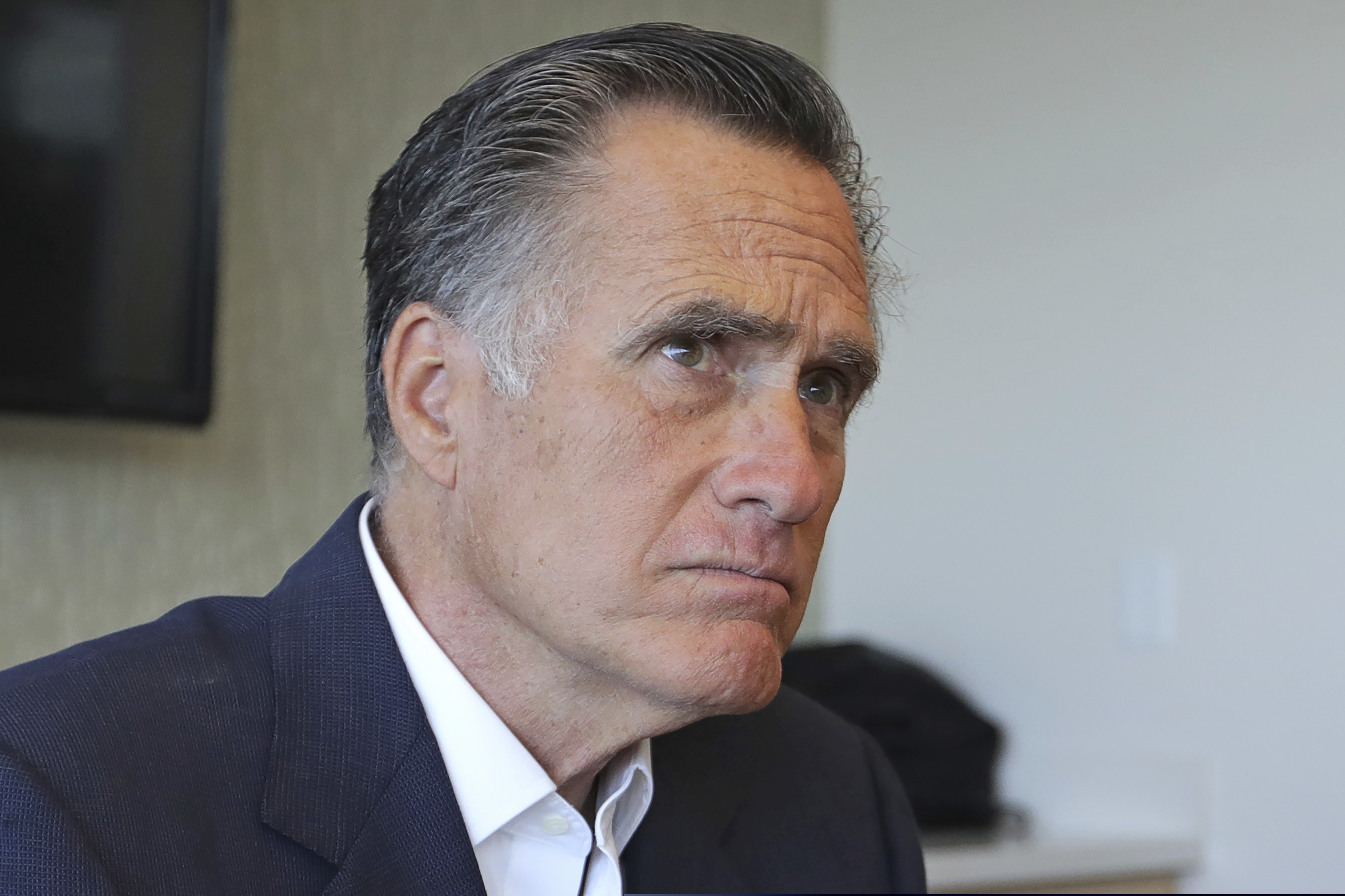 (Rick Bowmer | AP file photo) Sen. Mitt Romney, R-Utah, listens to reporters following a roundtable discussion at Intermountain Primary Children's Hospital with officials and health experts to receive an update on anti-vaping efforts Thursday, Oct. 10, 2019, in Salt Lake City. In his first public appearance since President Donald Trump unleashed a storm of insults on Twitter, Romney stuck by his criticism of Trump's actions but said he expects him to re-elected.