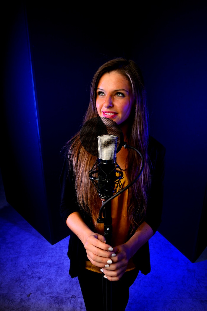 (Steve Griffin  |  The Salt Lake Tribune) BYU music student Nadia Khristean in the Salt Lake Tribune studio in Salt Lake City Wednesday August 2, 2017. Khristean performs songs and makes accompanying YouTube videos in partnership with local charities and cause-oriented organizations. She has made videos for such issues as refugee awareness, suicide prevention, homelessness, foster care and veterans affairs.  