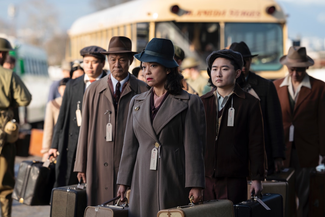 (Photo courtesy Ed Araquel/AMC) Naoko Mori as Asako Nakayama, James Saito as Wilson Yoshida, Alex Shimizu as Toshiro Furuya in “The Terror: Infamy.”