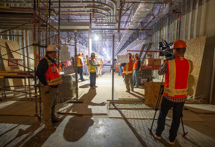 (Rick Egan  |  The Salt Lake Tribune)       Mike Williams, talks about the new mid concourse tunnel to the north terminal. In less than a year the Salt Lake City Department of Airports will open the first phase of the new Salt Lake International Airport, Monday, Sept. 23, 2019.