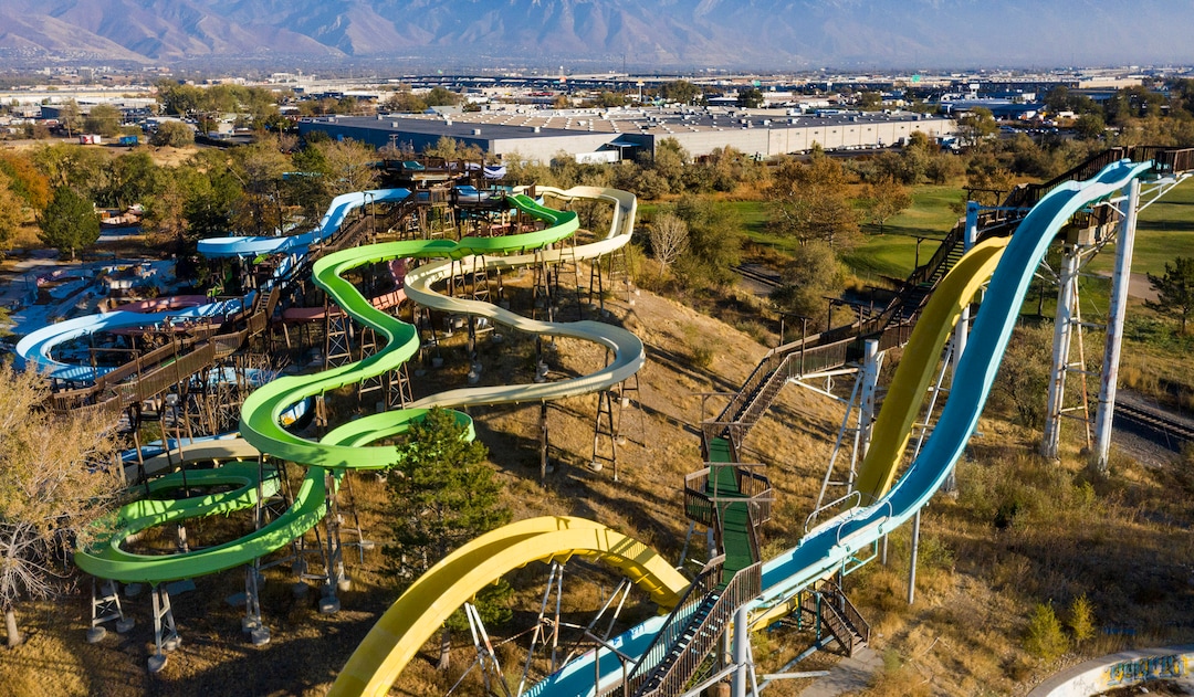 (Rick Egan  |  The Salt Lake Tribune)   The former Raging Waters Waterpark on 1700 South in Salt Lake City, Thursday, Oct. 29, 2020.