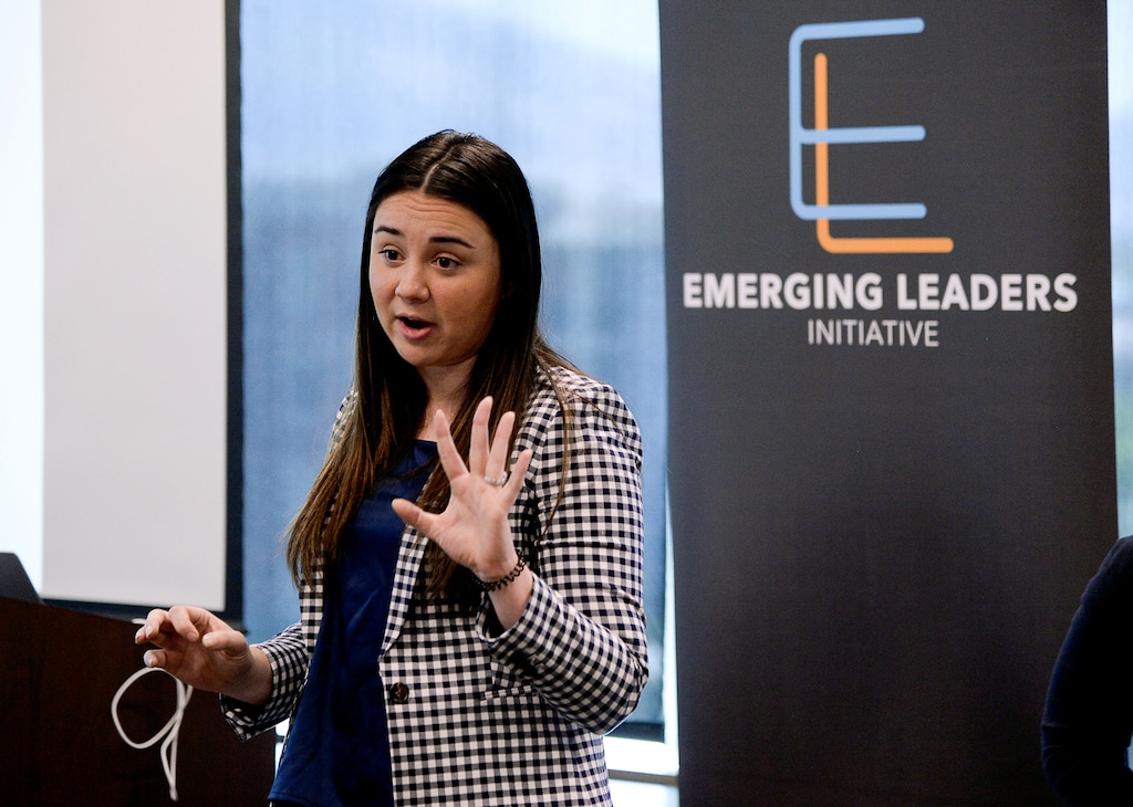 (Francisco Kjolseth | The Salt Lake Tribune) Cate Klundt, Vice Chair of the Emerging Leadership Board talks about fundraising with young Utahns attending a training by Emerging Leaders Initiative of Utah (ELI Utah) in Sandy on Saturday, July 20, 2019. ELI provides a place for young professionals to find leadership skills to develop and feel empowered to serve the community.