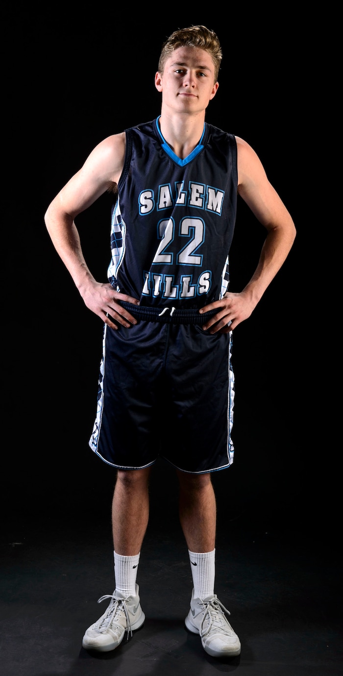 (Steve Griffin  |  The Salt Lake Tribune)  Prep basketball James Nelson, Salem Hills, in the Salt Lake Tribune studio in Salt Lake City Tuesday April 10, 2018.
