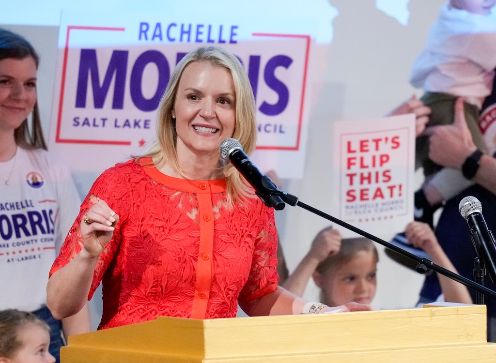 (Bethany Baker  |  The Salt Lake Tribune) Rachelle Morris, a candidate for the Republican nomination for the Salt Lake County Council at Large C seat, speaks during the Salt Lake County GOP convention in Murray on Saturday, April 13, 2024.