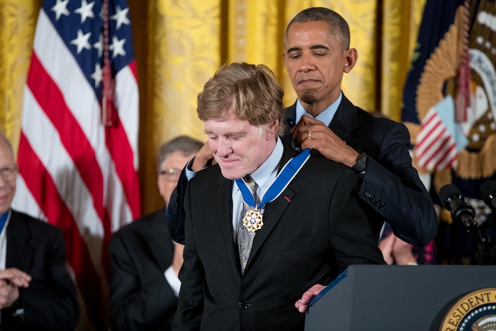 (Andrew Harnik | AP) President Barack Obama presents the Presidential Medal of Freedom to actor Robert Redford during a ceremony in the East Room of the White House, Tuesday, Nov. 22, 2016, in Washington.
