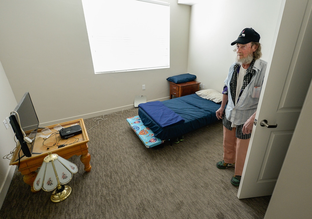 (Francisco Kjolseth  |  The Salt Lake Tribune)  Richard Dornik, 74, who used to be homeless in Salt Lake talks about his one bedroom place at Sharon Gardens Apartments in South Salt Lake, where he has lived for the last year and a half. Out of the 58 one bedroom units provided, 45 are for low income people with the 13 remaining at the market rate cost in an effort to help find solutions to the homeless problem. As three homeless resource centers come online to replace the existing downtown community shelter, which is slated for closure in September of 2019, community leaders are encouraging Salt Lake area landlords to making units available to people who have been homeless in an effort to move people into stable housing. 