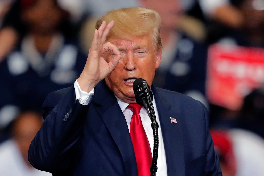 (Gerald Herbert | AP) President Donald Trump speaks at a campaign rally in Monroe, La., Wednesday, Nov. 6, 2019.