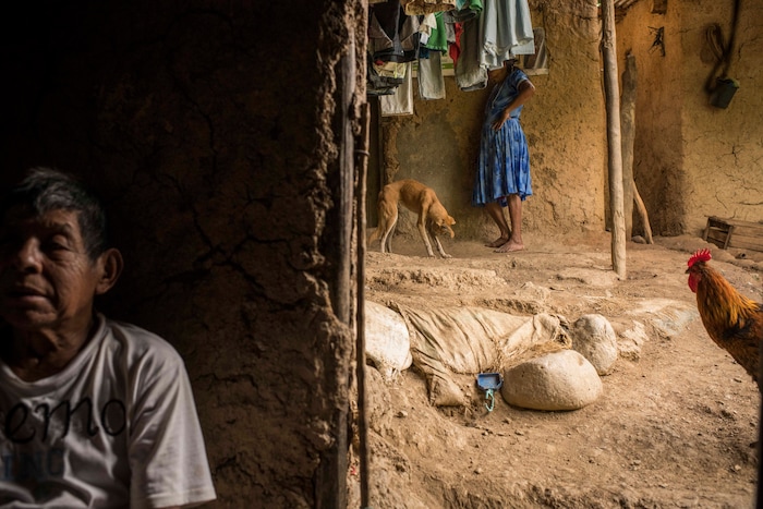(Daniele Volpe | The New York Times) Magdaleno Roque, left, and Eulofia Aldana, live in the indigenous farming village of La Palmilla, in the Chiquimula region of Guatemala, July 23, 2020. Around the world, the poor and marginalized are much more likely to be vulnerable to extreme heat; in the past decade, five long and harsh late summer droughts have cursed this region known as the "Dry Corridor."