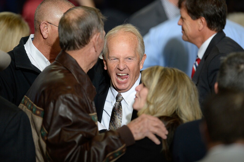 (Francisco Kjolseth  |  The Salt Lake Tribune) Rep. Mike Noel, R-Kanab, greets guests arriving at the Utah Capitol as U.S. President Donald Trump is scheduled to arrive on Monday, Dec. 4, 2017. President Trump will be joined by Sen. Orrin Hatch and Interior Secretary Ryan Zinke to sign a presidential proclamation to shrink Bears Ears and Grand Staircase-Escalante national monuments.
