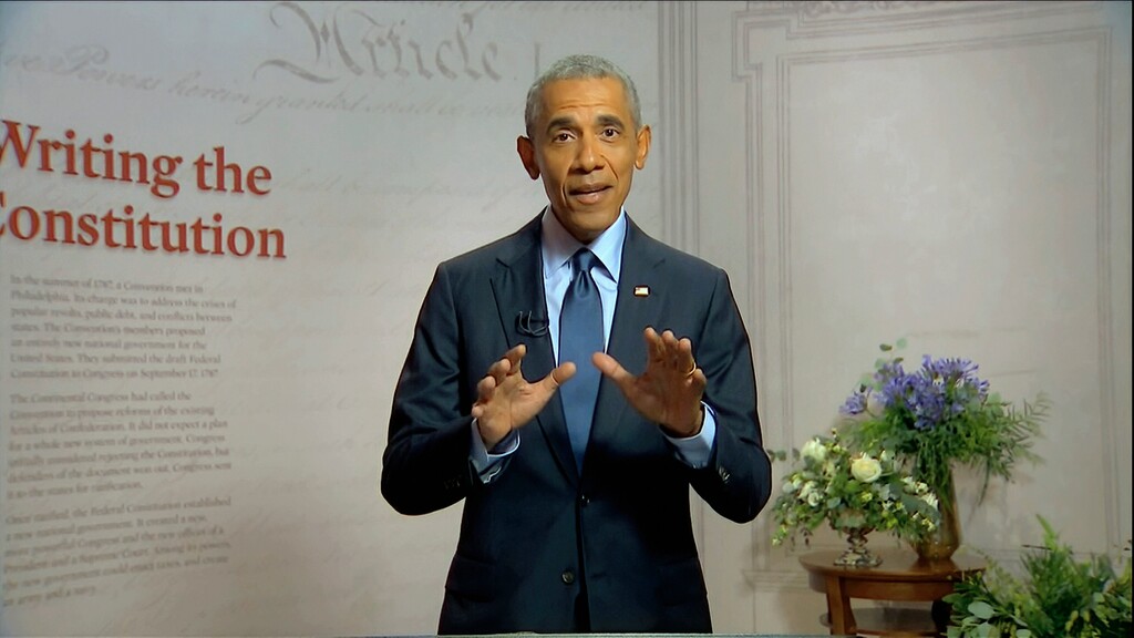(Democratic National Convention | AP) In this image from video, former President Barack Obama speaks during the third night of the Democratic National Convention on Wednesday, Aug. 19, 2020.