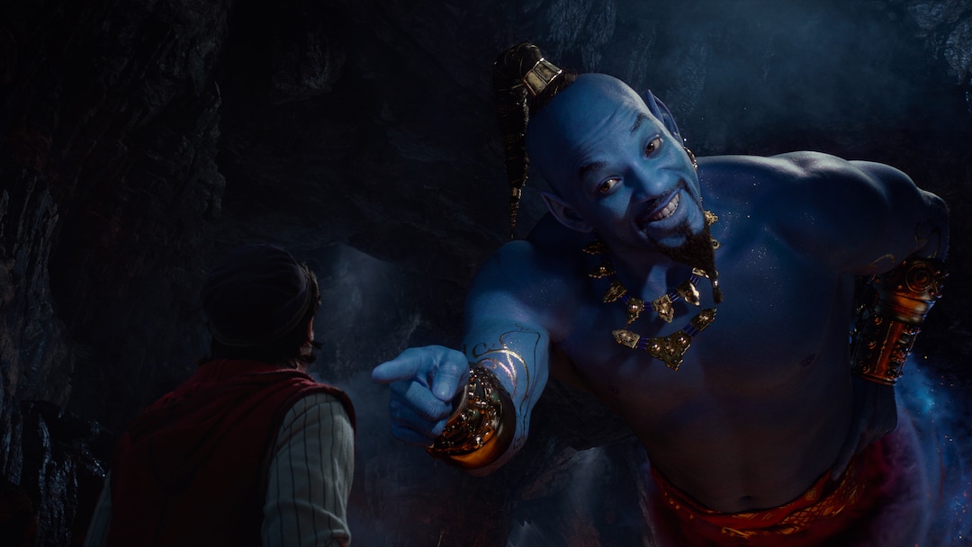 (Image courtesy Walt Disney Pictures) Aladdin (Mena Massoud, left) meets the larger-than-life blue Genie (Will Smith) in Disney’s live-action adaptation "Aladdin," directed by Guy Ritchie.