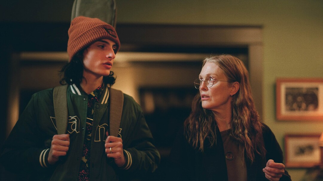 (Beth Garrabrant  |  Sundance Institute) Finn Wolfhard and Julianne Moore star in "When You Finish Saving the World," directed by Jesse Eisenberg, an official selection of the Premieres section at the 2022 Sundance Film Festival.