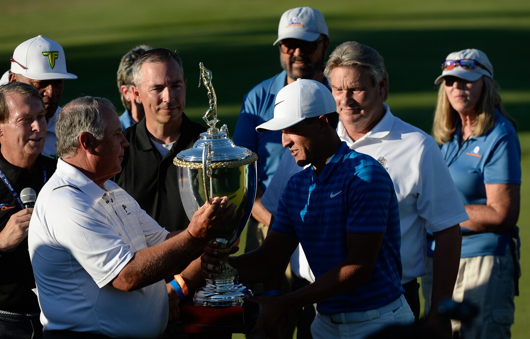 (Francisco Kjolseth  |  The Salt Lake Tribune)  The Billy Casper Cup will be engraved with a new name as Cameron Champ wins the Utah Championship golf event on the Web.com Tour at Oakridge Country Club in Farmington on Sunday, July 15, 2018.
