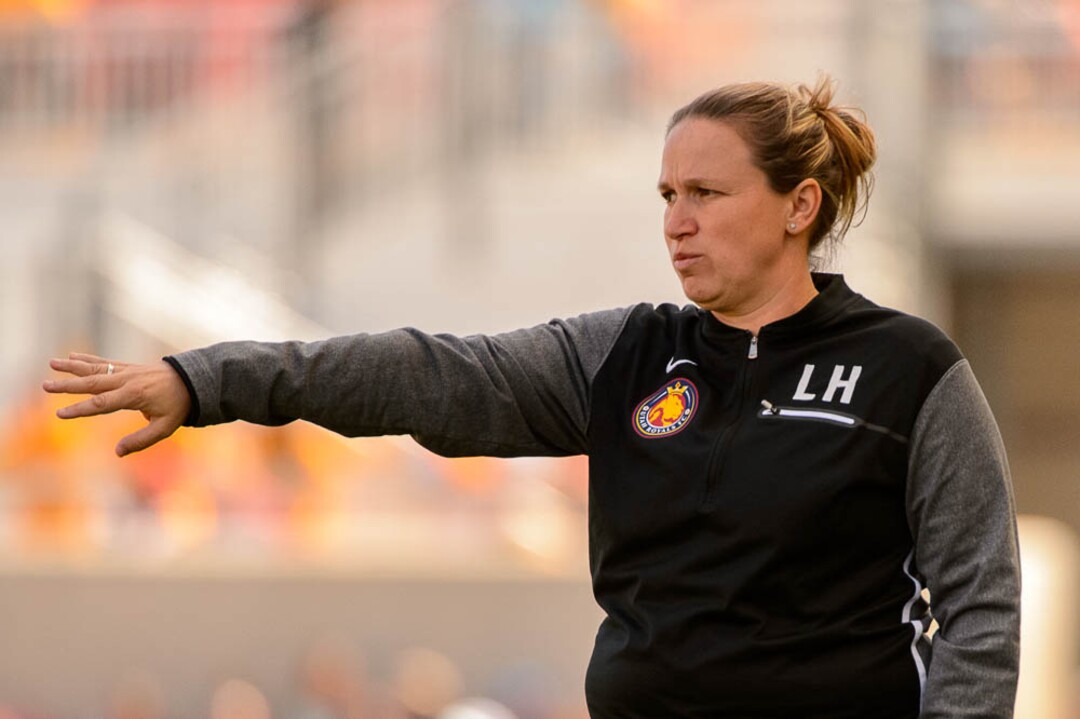 (Trent Nelson | The Salt Lake Tribune)  Utah Royals FC hosts the Chicago Red Stars, at Rio Tinto Stadium in Sandy, Saturday April 14, 2018. Utah Royals head coach Laura Harvey.