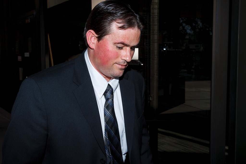 (Trent Nelson | The Salt Lake Tribune) Samuel Bateman leaves the courthouse during the trial of Warren Jeffs in St. George on Nov. 20, 2007. Bateman was present as an observer and supporter of Jeffs.