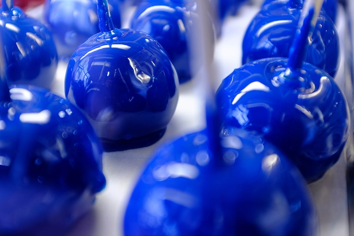 (Trent Nelson | The Salt Lake Tribune) Candy apples at the Utah State Fair in Salt Lake City, Thursday September 7, 2017.