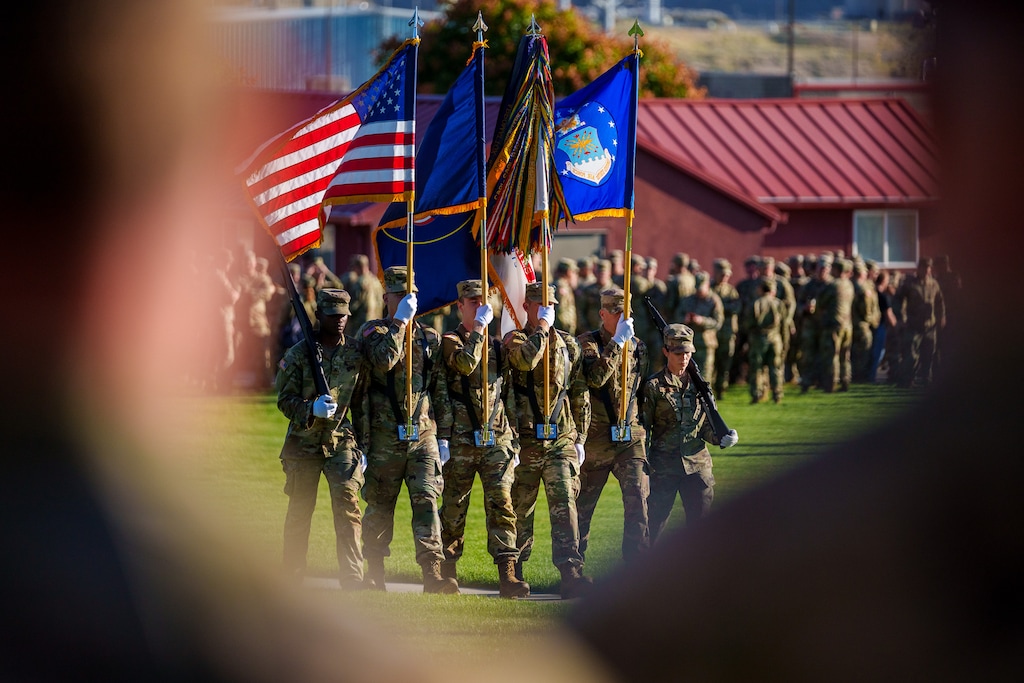 (Trent Nelson | The Salt Lake Tribune) An honor guard at Utah National Guard Governor's Day at Camp Williams on Saturday, Sept. 9, 2023. After Utah's adjutant general was relieved of command last year, two years after problems were first reported, another former commander of the guard is now proposing a law that would make it easier for the governor to fire the state’s top military leader.