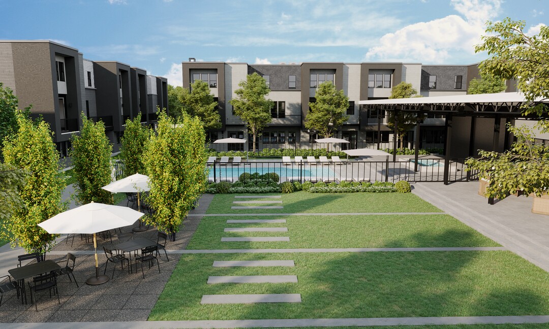 (CW Land Co.) A rendering of a pool, one of the amenities to be offered at theYARD, C.W. Urban's 8.58-acre build-to-rent development in Salt Lake City's Fairpark neighborhood.