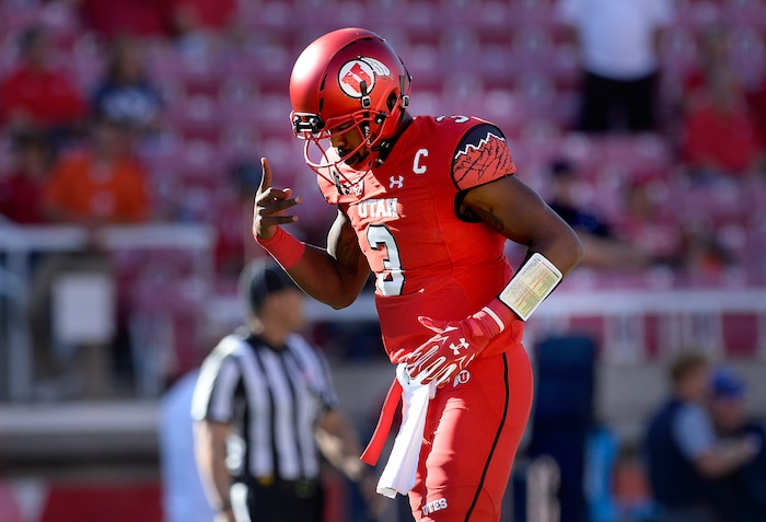 Scott Sommerdorf   |  The Salt Lake Tribune  
Utah QB Troy Williams during pre-game warm ups. Utah players stretch before the kickoff against BYU, Saturday, September 10, 2016.