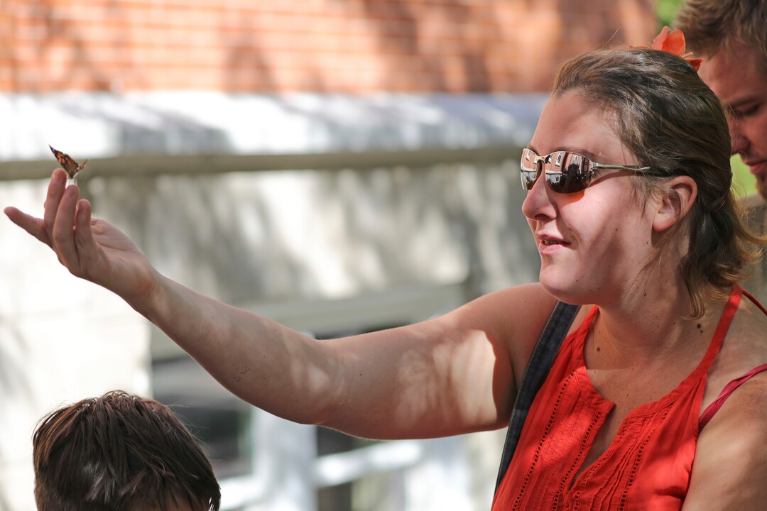 Jessica Black, the mother of Elizabeth "Lizzy" Shelley, released butterflies to remember her daughter following the sentencing for Alex Whipple, Tuesday, Sept. 24, 2019, in Logan, Utah. Whipple, a Utah man who pleaded guilty to killing his 5-year-old niece has been sentenced to life in prison with no chance of parole. The girl's relatives called him a "monster" during an emotional hearing. (AP Photo/Rick Bowmer)