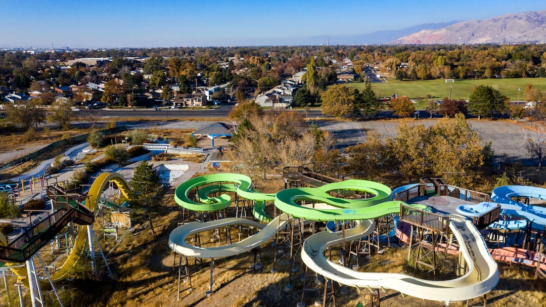 (Rick Egan  |  The Salt Lake Tribune)   The former Raging Waters Waterpark on 1700 South in Salt Lake City, Thursday, Oct. 29, 2020.