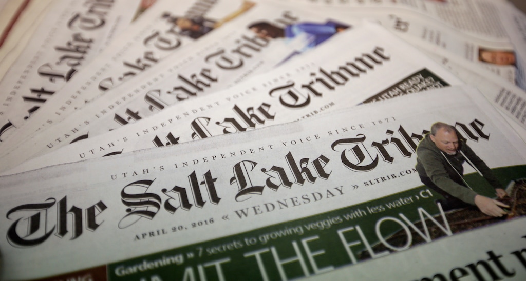 (Rick Bowmer | AP file photo)  Copies of The Salt Lake Tribune newspaper are shown on April 20, 2016, 2020, in Salt Lake City.