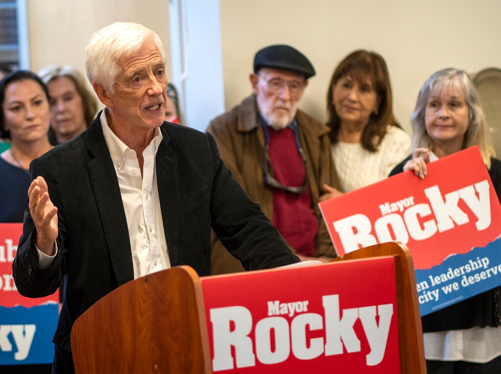 (Rick Egan | The Salt Lake Tribune)  Former Salt Lake City Mayor Rocky Anderson announces his candidacy for mayor, at the Cake Salon, on Wednesday, Nov. 30, 2022.