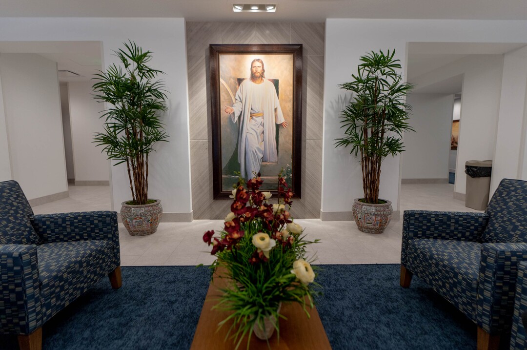 (Francisco Kjolseth | The Salt Lake Tribune) A media tour provides a glimpse into the new 95 State meetinghouse of The Church of Jesus Christ of Latter-day Saints on Friday, April 8, 2022.