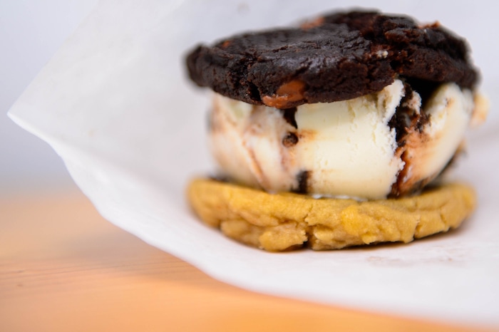 (Trent Nelson | The Salt Lake Tribune)
The Inception, an ice cream sandwich from the Penguin Brothers food truck in Salt Lake City on Friday June 14, 2019.