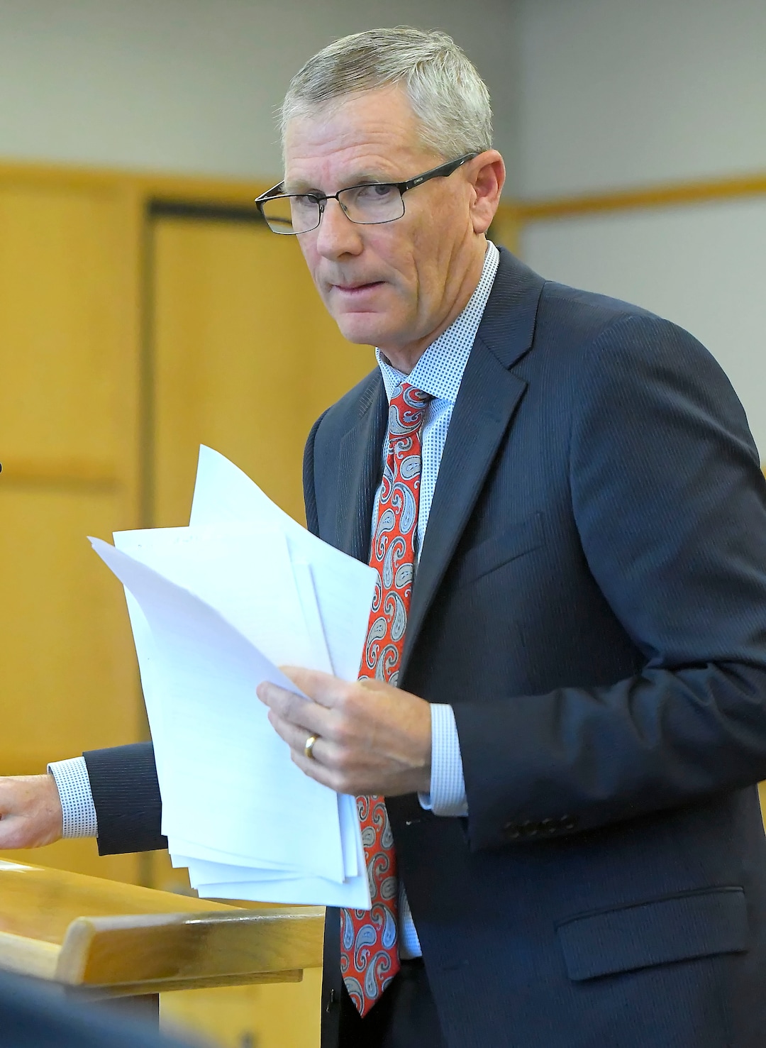 (Eli Lucero  |  Herald Journal) Prosecuting Attorney James Swink speaks duirng Alex Whipple's sentencing hearing on Tuesday in Logan. Whipple was sentenced to life without the possibility of parole for murdering his niece Lizzy Shelley. 