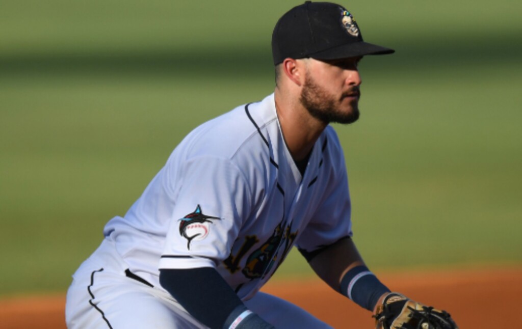 (Photo courtesy of Parker Waters) New Orleans Baby Cakes infielder Eddy Alvarez, a former Olympic speedskater and Salt Lake Community College baseball player, is having his best pro season at age 29.