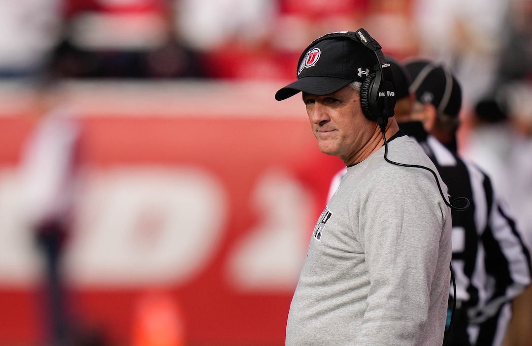 (Francisco Kjolseth | The Salt Lake Tribune) Utah coach Kyle Whittingham on the sidelines as the University of Utah hosts the Colorado Buffaloes in Pac-12 football, Friday, Nov. 26, 2021 at Rice-Eccles Stadium.