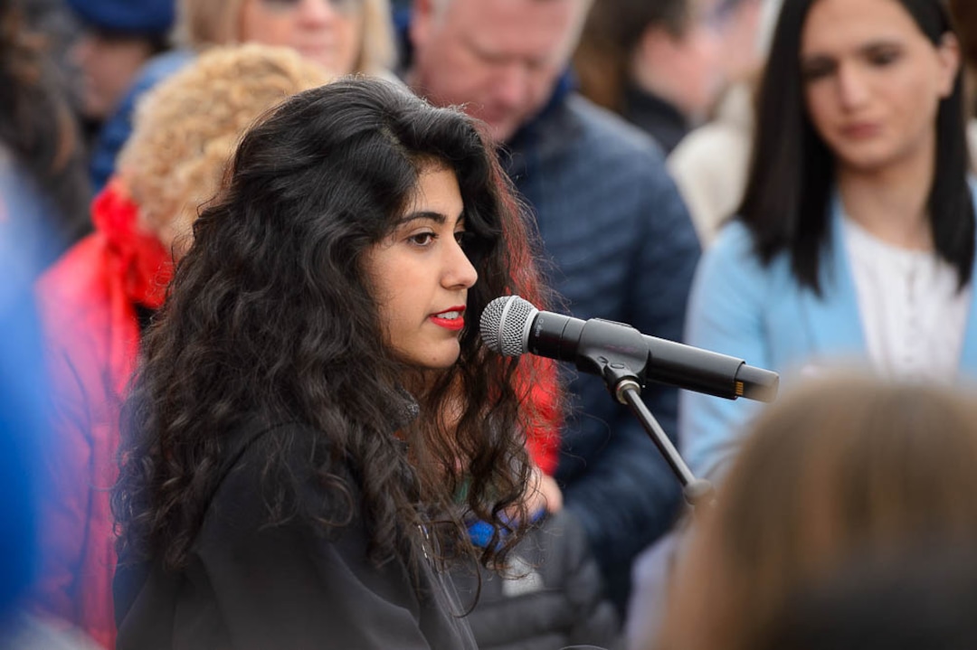 (Trent Nelson | The Salt Lake Tribune)Mishka Banuri speaks at the 2019 Women's March on Utah in Salt Lake City on Saturday Jan. 19, 2019.
