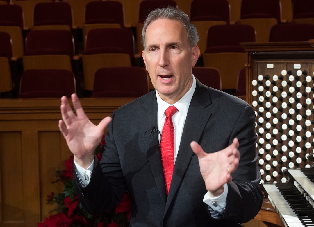 (Rick Egan  |  The Salt Lake Tribune)  Richard Elliott discusses his preparation for the organ solos he plays in the Mormon Tabernacle Choir's Christmas concerts.