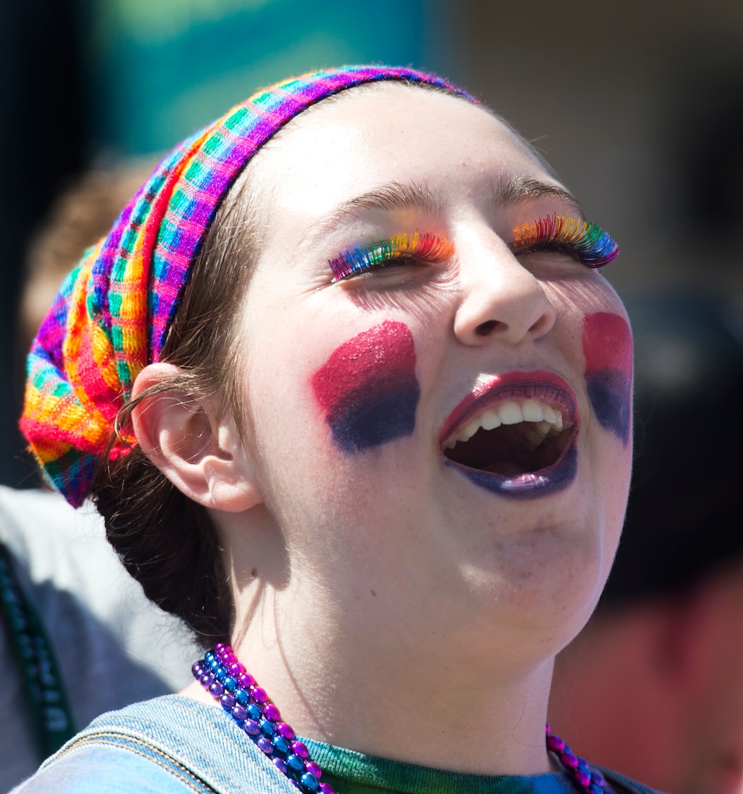 (Rick Egan  |  The Salt Lake Tribune)   Celeste Weber cheers as she watches the Utah Pride Parade in Salt Lake City, Sunday, June 3, 2018.