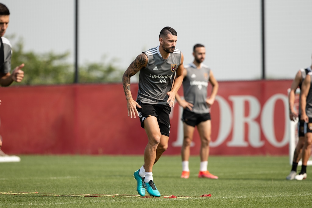 (Real Salt Lake) Toni Datković looks on during a recent Real Salt Lake practice. Datković has been with the team for about a week and has been cleared to play.