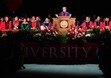 (Francisco Kjolseth | The Salt Lake Tribune) University of Utah President Taylor Randall speaks during commencement ceremonies at the Huntsman Center on Thursday, May 2, 2024, as faculty sit behind him. Professors have raised concerns this year that their promises of tenure might come under attack by the Utah Legislature.