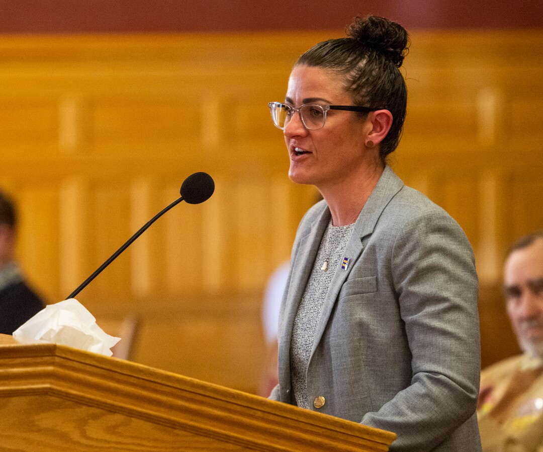 (Rick Egan  |  The Salt Lake Tribune)     Sarah Reale speaks to the Salt Lake City Council, as she applies for the City Counsel position vacated by Mayor Erin Mendenhall. More than 20 people candidates were given 5 minutes each to speak at the meeting, Tuesday, Jan. 21, 2020.
