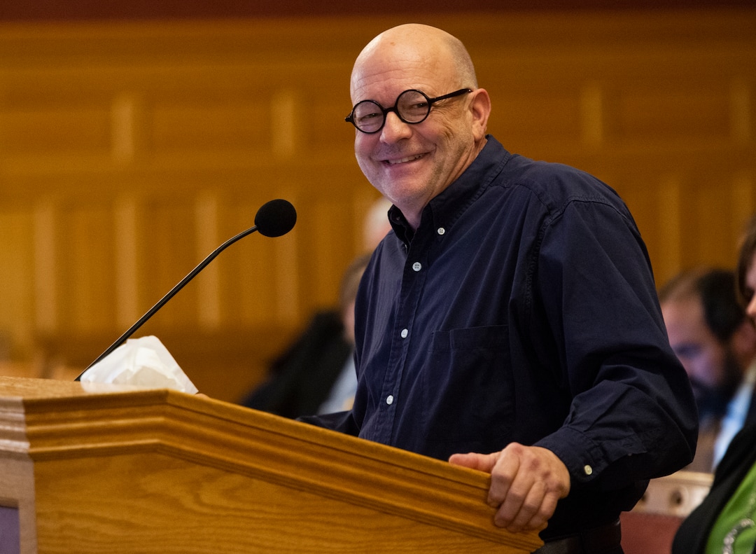(Rick Egan  |  The Salt Lake Tribune)     Bill Davis introduces himself to the Salt Lake City Council, as he applies for the  City Counsel position vacated by Mayor Erin Mendenhall. More than 20 people candidates were given 5 minutes each to speak at the meeting, Tuesday, Jan. 21, 2020.