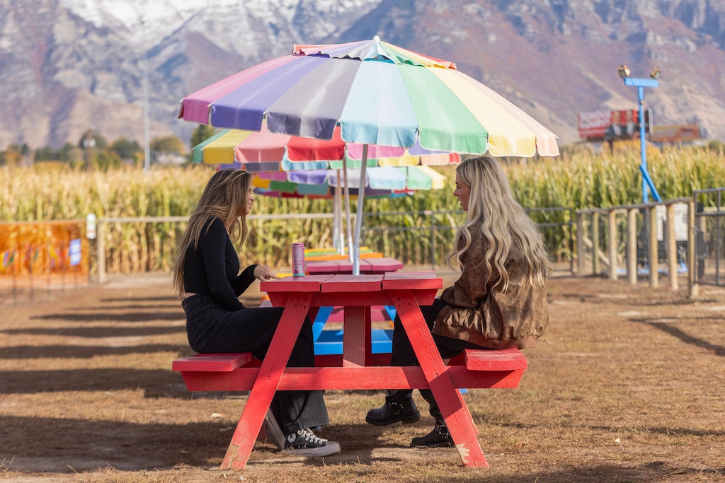 (Natalie Cass | Disney) Taylor Frankie Paul and Miranda McWhorter discuss their friendship and the swinging scandal they were involved in through #MomTok on season two of Hulu's "The Secret Lives of Mormon Wives" at Wilkerson Farm in Orem, Utah.