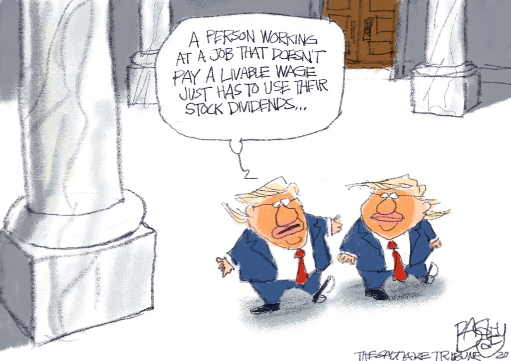 (Pat Bagley | The Salt Lake Tribune)  This cartoon, titled "Livable Wage Hobbyists," appears in The Salt Lake Tribune on Tuesday, Feb. 4, 2020.