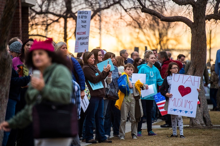 Chris Detrick  |  The Salt Lake Tribune
Crowds of people line up before the town-hall meeting with U.S. Rep. Jason Chaffetz, R-Utah, outside of Brighton High School Thursday February 9, 2017. 