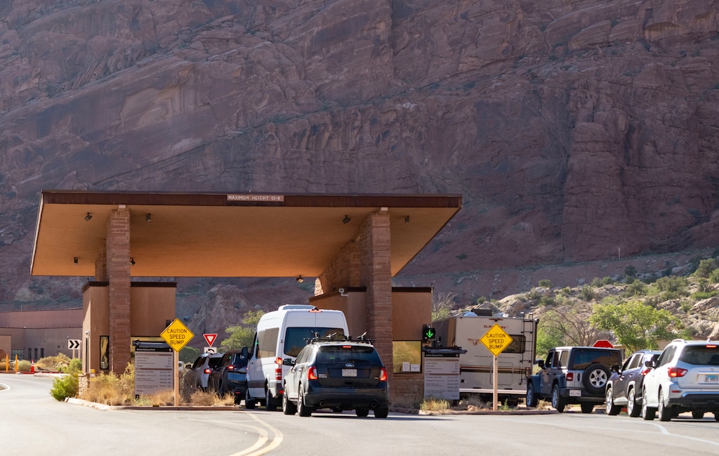 (Rick Egan | The Salt Lake Tribune)  Entrance to Arches National Park, in Moab, on Friday, Sept. 17, 2021.  