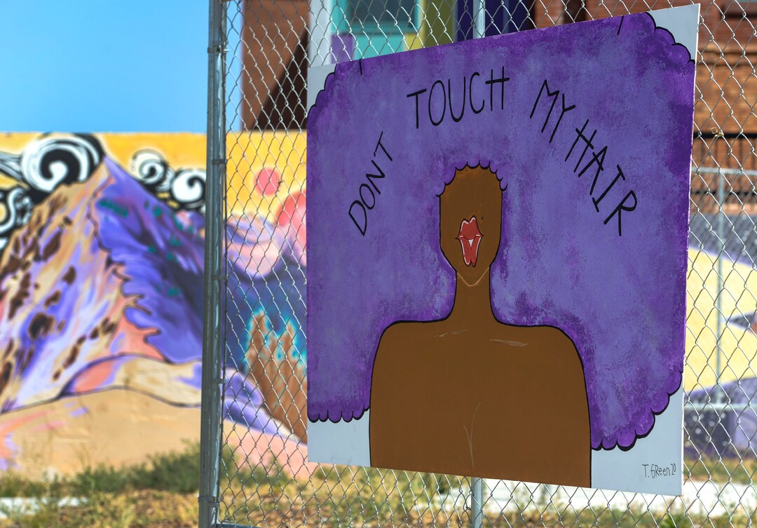 (Leah Hogsten  |  The Salt Lake Tribune) Artist Tamia Green created a painting focused on "empowering Black women" that's on display on 25th Street in Ogden.