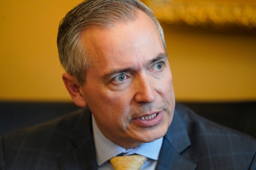 (Rick Bowmer | The Associated Press) Sen. Dan McCay, R-Riverton, speaks during a Senate media availability on Thursday, March 2, 2023, at the Utah State Capitol, in Salt Lake City.