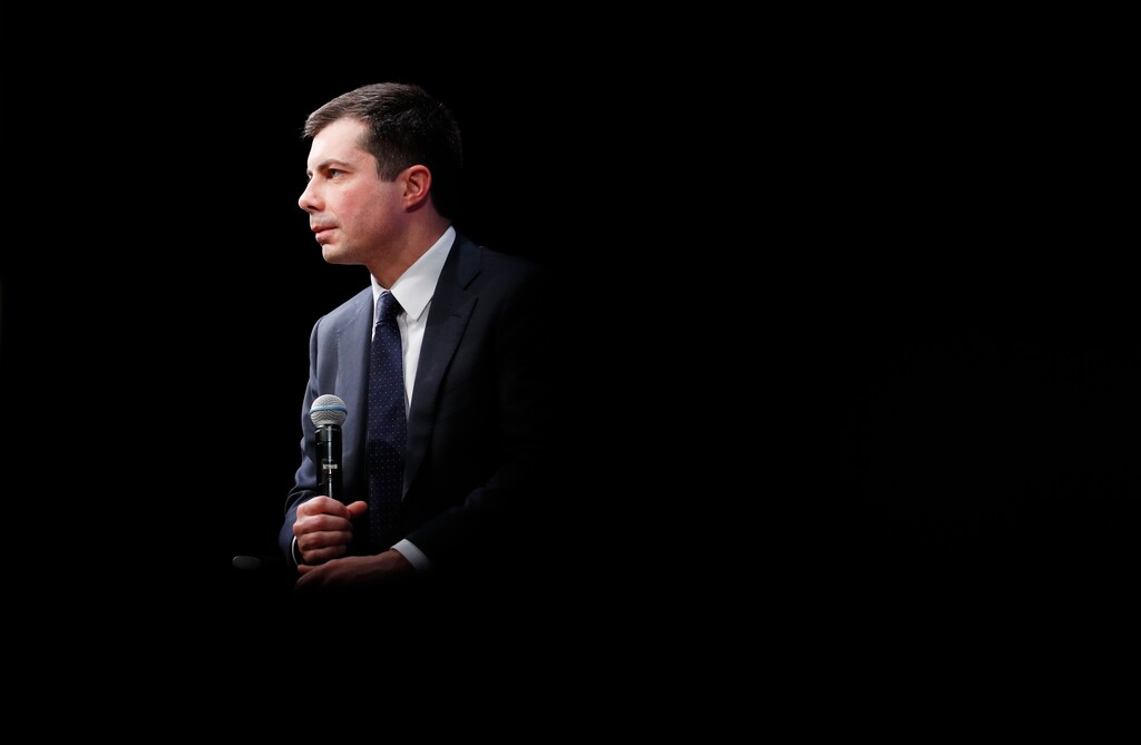 (John Locher | AP) Democratic presidential candidate and former South Bend Mayor Pete Buttigieg speaks at the LULAC Presidential Town Hall, Thursday, Feb. 13, 2020, in Las Vegas.