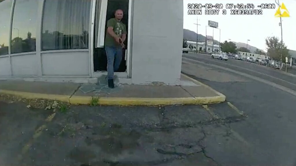 (Photo courtesy the Weber County Attorney's Office) Authorities released the video of the police shooting of Aaron Baugh on Sept. 30, 2020. Baugh was suspected of breaking into the the AAMCO Transmission shop, at 3076 Wall Ave., and brandished a stapler as he approached the investigating Ogden police officer, “presenting it as a weapon.” He survived and was later charged in the burglary.