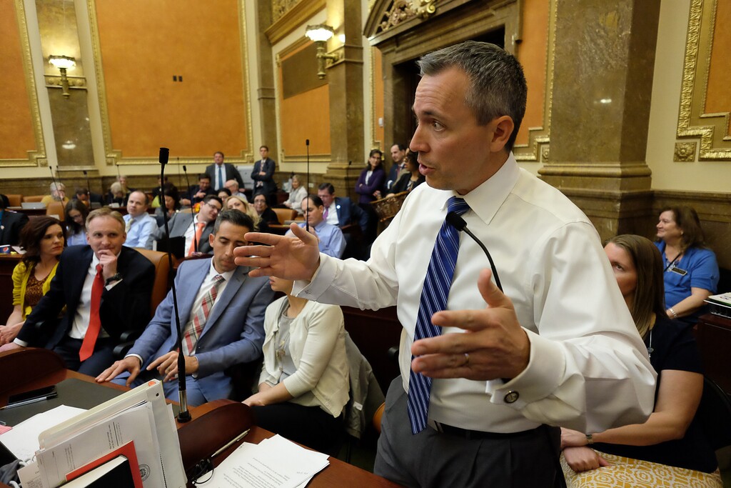 (Francisco Kjolseth | Tribune file photo)
Rep. Dan McCay, R-Riverton, debates a bill on the House floor, March 9, 2017.