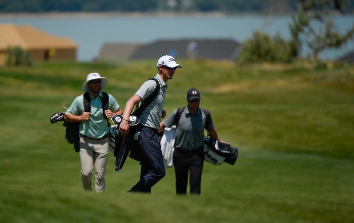 (Francisco Kjolseth  |  The Salt Lake Tribune)  A mixture of local pros and nationwide travelers make their annual attempt to qualifying for the Utah Championship on the Web.com Tour and a shot to play in a PGA Tour-brand event at Talons Cove Golf Course in Saratoga Springs on Monday, July 7, 2018. Only 12 players advance from a field of roughly 140.